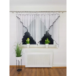 Firana Gotowa Z Koralikami Firanki Biało Czarne