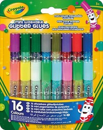 CRAYOLA Zmywalne pisaki z brokatem dla dzieci, klej
