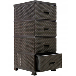 Regał łazienkowy komoda szafka rattanowa dąb wenge brązowa