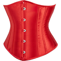 SZIVYSHI Gorset Wyszczuplający Modelujący Talię Satynowy Wiązany Czerwony