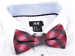 Muszka męska mucha elegancka czerwona czarna krata