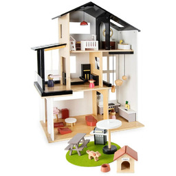 Drewniany domek dla lalek w loftowym stylu