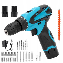 Wkrętako Wiertarka Akumulatorowa Udarowa Zestaw Walizka 2xAKU Bity