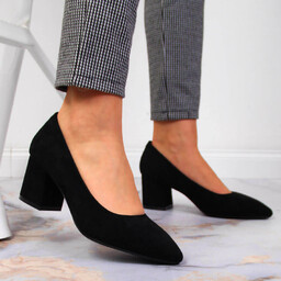 Czółenka na obcasie zamszowe czarne Sergio Leone PB411