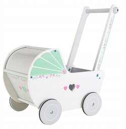 Drewniany wózek dla lalek pchacz chodzik Ecotoys