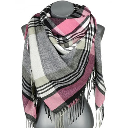 Chusta damska bawełniana KRATA ciepła duża 140x140