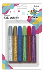 Klej z brokatem 6 kolorów x 10ml Titanum