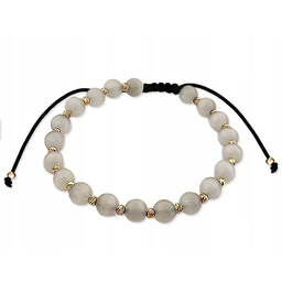 Złota Bransoletka 585 Eleganckie Połyskliwe Kulki Na Sznurku