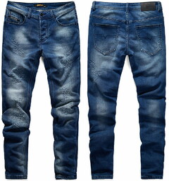 Spodnie jeansowe męskie granatowe slim Recea