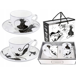 Kpl. 2 filiżanek ze spodkami koty Crazy Cats