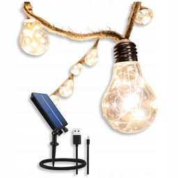 Girlanda Ogrodowa Solarna 30 Żarówek Led 15M Wodoszczelna
