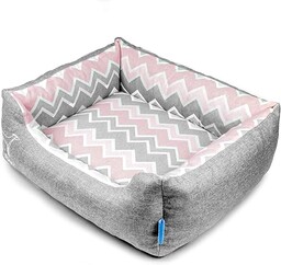 LUBEN Sofa z piórami Chevron Nuovo L szara/różowa,