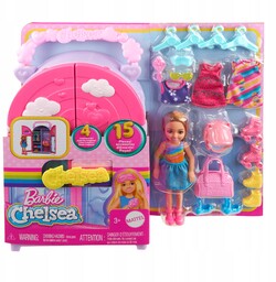Barbie Szafa Chelsea Zestaw Lalka, ubranka i akcesoria