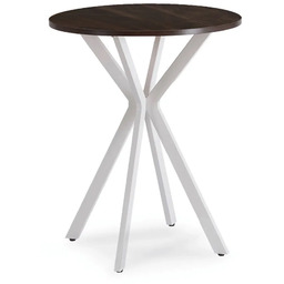 Edinos Okrągły orzechowy stolik na białej nodze 60cm