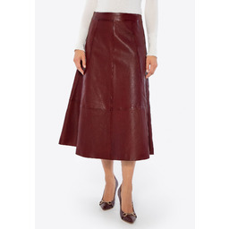 Skórzana spódnica midi bordowa