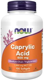 Now Foods Caprylic Acid, kwas kaprylowy, 600 mg,