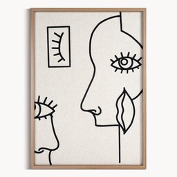 Eurofirany Obraz 669b 50x70 beżowy czarny linearna twarz