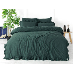Darymex Pościel bawełniana 160x200 zielona ciemna z falbanką