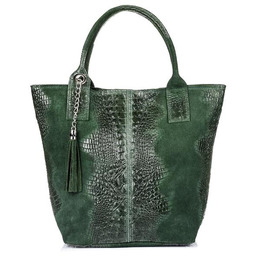 Shopper bag skórzany c. zielony croco L94