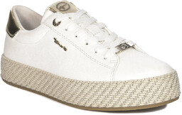 Tamaris Sneakersy damskie na platformie White Gold biało-złote-41