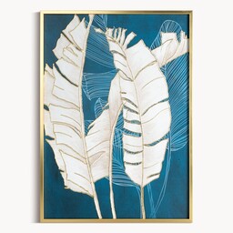 Eurofirany Obraz 677a 50x70 turkusowy złoty egzotyczne liście