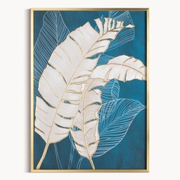 Eurofirany Obraz 677b 50x70 turkusowy złoty egzotyczne liście