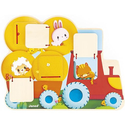 Janod - Puzzle drewniany ciągnik - 5 drzwi
