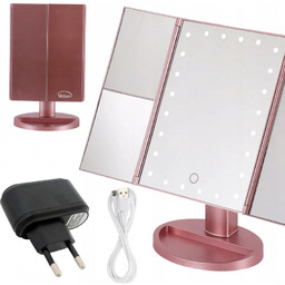 Lusterko PREMIUM Do MAKIJAŻU Kosmetyczne Rozkładane Powiększane ŚWIATŁA