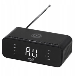 Ad 1192 black Radiobudzik z bezprzewodową ładowarką