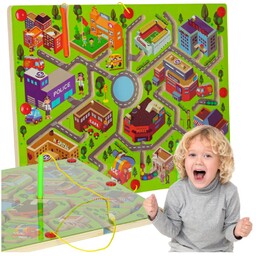 Gra Logiczna Planszowa Labirynt Tablica Mganetyczna Kulki Sorter