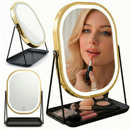 Lusterko do makijażu premium metalowe kosmetyczne podświetlane led