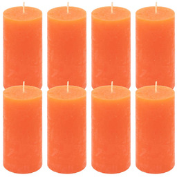 ŚWIECE STOŁOWE POMARAŃCZOWE RUSTYKALNE 8 SZT 5x10 CM