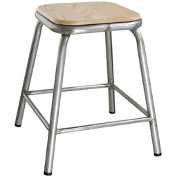 Bolero Niski stołek ze stali ocynkowanej z drewnianą