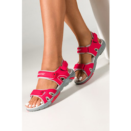 Czerwone sandały damskie sportowe na rzep bieżnikowana podeszwa