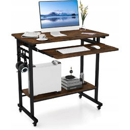 Biurko Na Kółkach Z Półką Na Klawiaturę Stolik