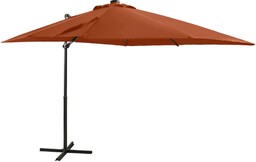 vidaXL Parasol wiszący z lampkami LED i słupkiem,