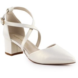 Sandały damskie na słupku perłowe kremowe Sergio Leone