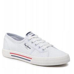 Pepe Jeans Trampki Białe Sznurowane Damskie Niszkie 38