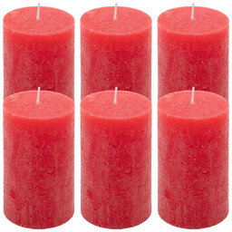 ŚWIECE STOŁOWE CZERWONE RUSTYKALNE 6 SZT 6,8x11,5 CM
