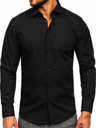 Czarna koszula męska elegancka z długim rękawem slim