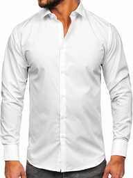 Biała koszula męska elegancka z długim rękawem slim