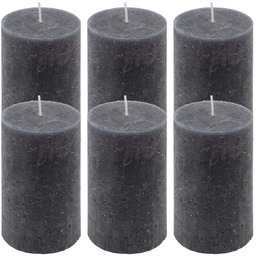 ŚWIECE STOŁOWE ANTRACYTOWE RUSTYKALNE 6 SZT 6,8x11,5 CM