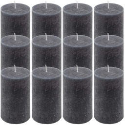 ŚWIECE STOŁOWE ANTRACYTOWE RUSTYKALNE 12 SZT 6,8x11,5 CM