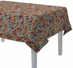 Obrus prostokątny, kolorowe drobne kwiaty na beżowym tle,