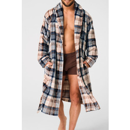 Szlafrok męski soft KEY MGL 443 beżowy