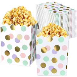 Pudełka na popcorn mini kartonowe składane 10x8cm 24szt
