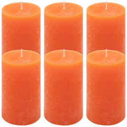 ŚWIECE STOŁOWE POMARAŃCZOWE RUSTYKALNE 6 SZT 6,8x11,5 CM