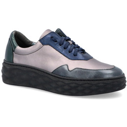 Skórzane sneakersy damskie - TYMOTEO 2777 GRAFITOWE