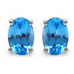 ASTA 8 Srebrne kolczyki swiss blue topaz owal