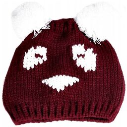 CZAPKA ZIMOWA PANDA BORDOWA BURGUND POMPONY CIEPŁA